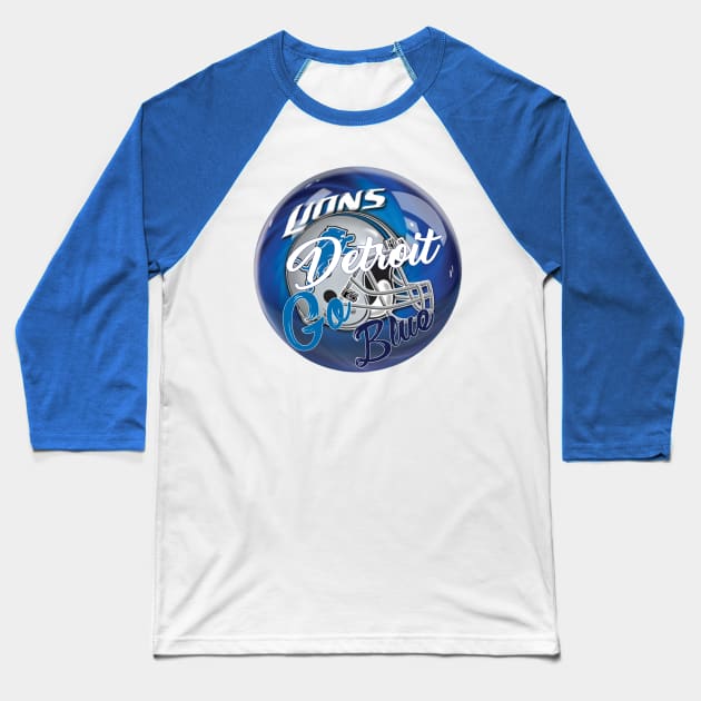 detroit lions Baseball T-Shirt by Light Up Glow 